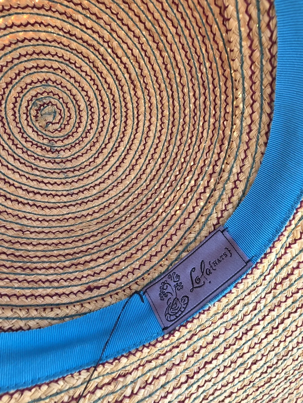 Lola Hats Women’s Wide Brim Straw Sun Hat with Blue Ribbon, Nwt - Picture 4 of 5